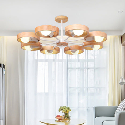 Simplicity Circle Shaped Chandelier Lighting Wooden Bedroom Pendant Light Fixture Clearhalo 'Carpenter Chandeliers' 'Ceiling Lights' 'Chandeliers' 'Industrial' 'Modern Chandeliers' 'Modern' Lighting' 2228869