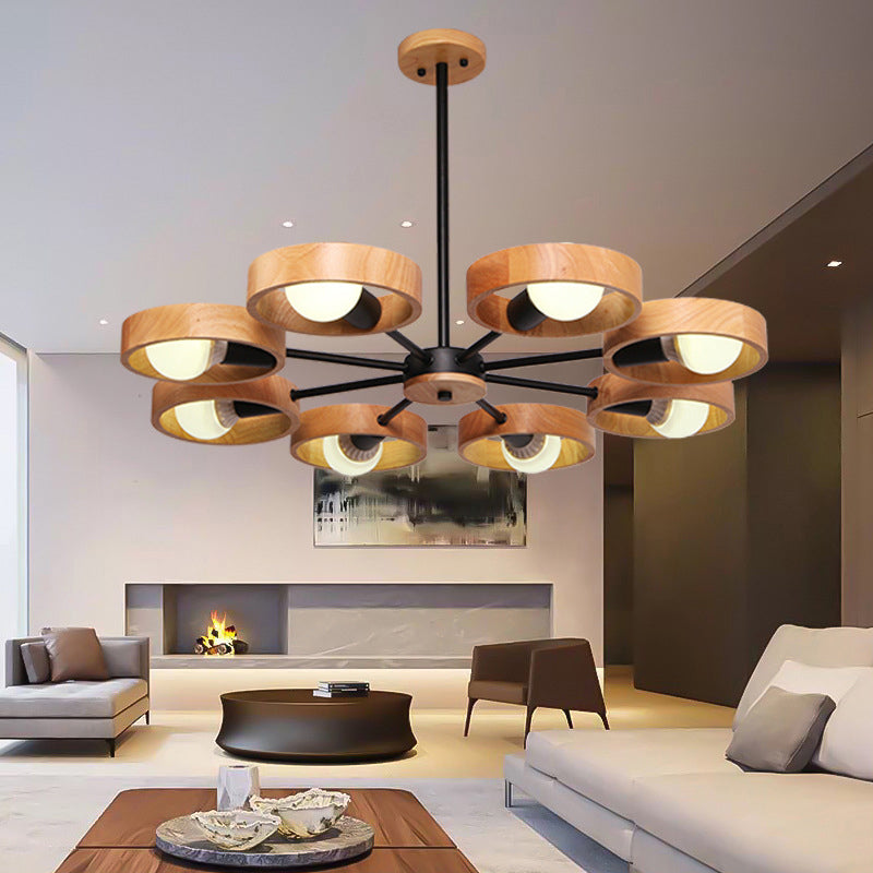 Simplicity Circle Shaped Chandelier Lighting Wooden Bedroom Pendant Light Fixture Clearhalo 'Carpenter Chandeliers' 'Ceiling Lights' 'Chandeliers' 'Industrial' 'Modern Chandeliers' 'Modern' Lighting' 2228871
