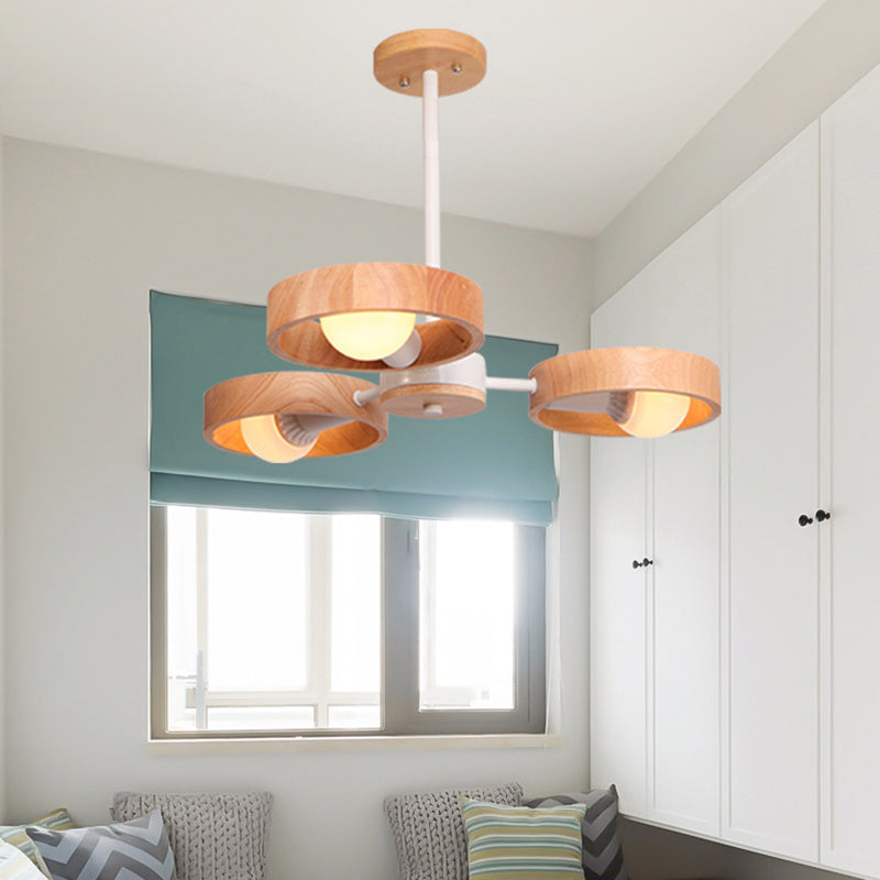 Simplicity Circle Shaped Chandelier Lighting Wooden Bedroom Pendant Light Fixture Clearhalo 'Carpenter Chandeliers' 'Ceiling Lights' 'Chandeliers' 'Industrial' 'Modern Chandeliers' 'Modern' Lighting' 2228872