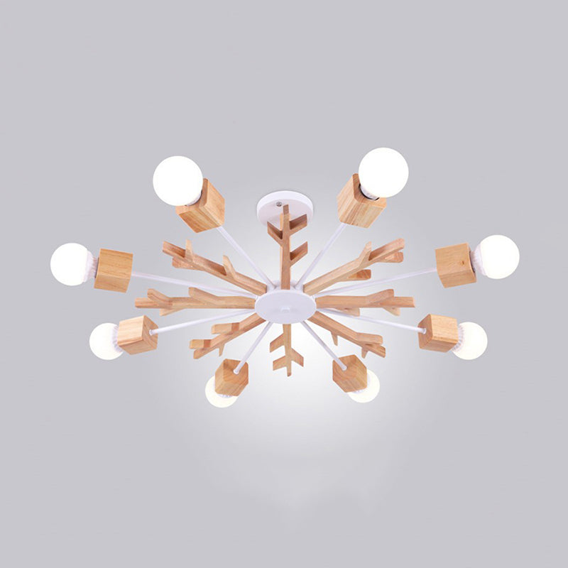 Branch Shaped Living Room Chandelier Pendant Light Wood Contemporary Hanging Light Clearhalo 'Carpenter Chandeliers' 'Ceiling Lights' 'Chandeliers' 'Industrial' 'Modern Chandeliers' 'Modern' Lighting' 2228886