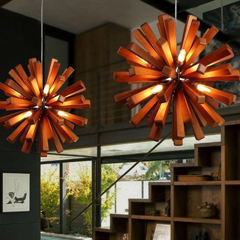 Wood Dandelion Ceiling Lighting Nordic Style Chandelier Light Fixture for Restaurant Clearhalo 'Carpenter Chandeliers' 'Ceiling Lights' 'Chandeliers' 'Industrial' 'Modern Chandeliers' 'Modern' Lighting' 2228930