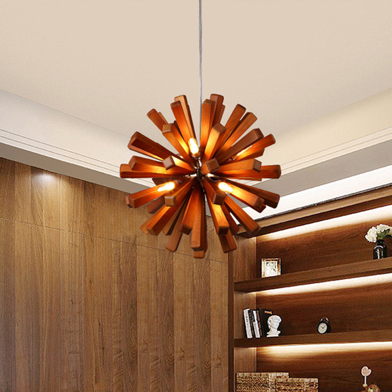 Wood Dandelion Ceiling Lighting Nordic Style Chandelier Light Fixture for Restaurant Clearhalo 'Carpenter Chandeliers' 'Ceiling Lights' 'Chandeliers' 'Industrial' 'Modern Chandeliers' 'Modern' Lighting' 2228933