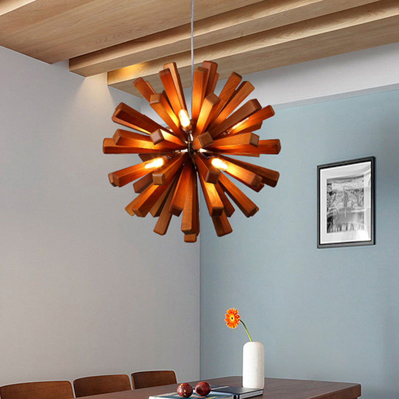Wood Dandelion Ceiling Lighting Nordic Style Chandelier Light Fixture for Restaurant Clearhalo 'Carpenter Chandeliers' 'Ceiling Lights' 'Chandeliers' 'Industrial' 'Modern Chandeliers' 'Modern' Lighting' 2228934