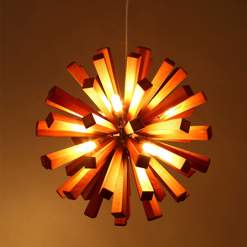 Wood Dandelion Ceiling Lighting Nordic Style Chandelier Light Fixture for Restaurant Clearhalo 'Carpenter Chandeliers' 'Ceiling Lights' 'Chandeliers' 'Industrial' 'Modern Chandeliers' 'Modern' Lighting' 2228936