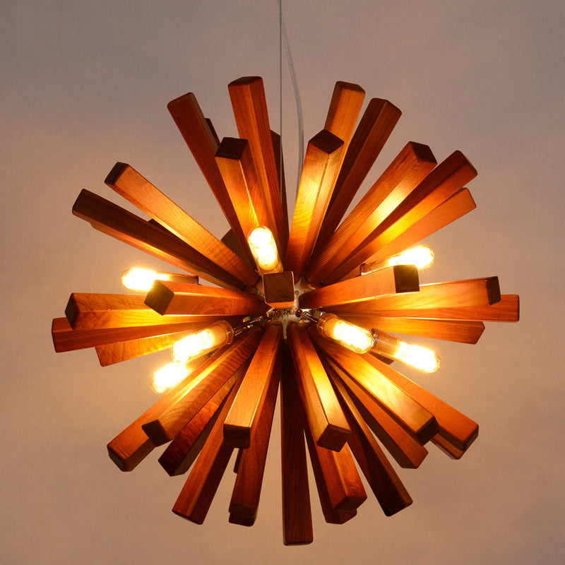 Wood Dandelion Ceiling Lighting Nordic Style Chandelier Light Fixture for Restaurant Clearhalo 'Carpenter Chandeliers' 'Ceiling Lights' 'Chandeliers' 'Industrial' 'Modern Chandeliers' 'Modern' Lighting' 2228937