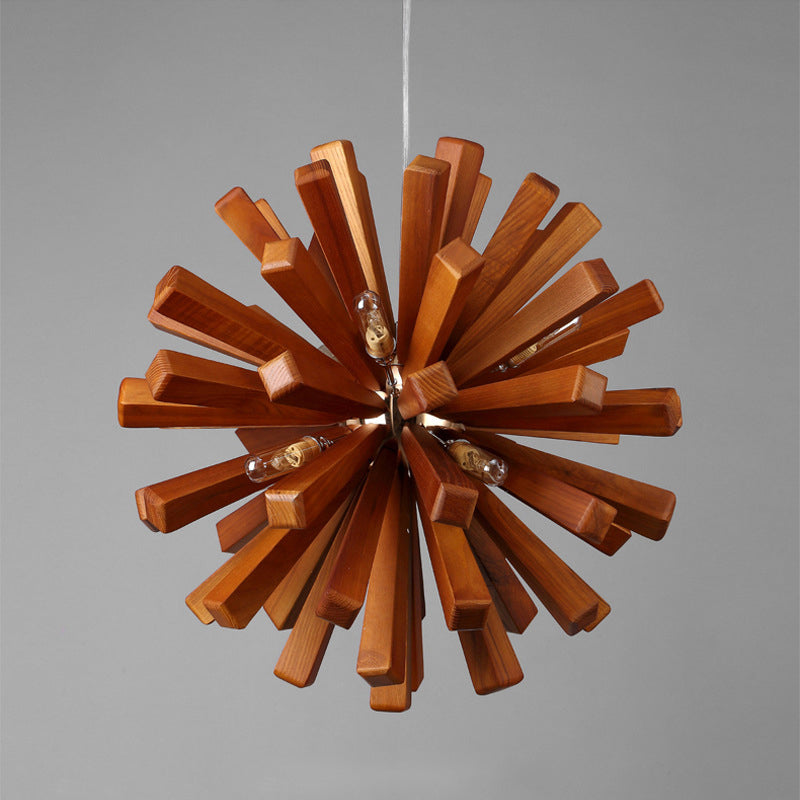 Wood Dandelion Ceiling Lighting Nordic Style Chandelier Light Fixture for Restaurant Clearhalo 'Carpenter Chandeliers' 'Ceiling Lights' 'Chandeliers' 'Industrial' 'Modern Chandeliers' 'Modern' Lighting' 2228938