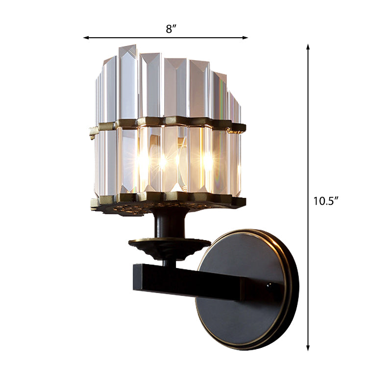 K9 Crystal Wall Sconce Lamp Contemporary Style Metal 1 Light Black/Brass Finish Wall Light Fixture for Living Room - Clearhalo - 'Modern wall lights' - 'Modern' - 'Wall Lamps & Sconces' - 'Wall Lights' - Lighting' - 222983