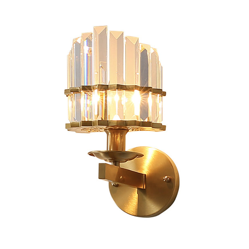 K9 Crystal Wall Sconce Lamp Contemporary Style Metal 1 Light Black/Brass Finish Wall Light Fixture for Living Room Clearhalo 'Modern wall lights' 'Modern' 'Wall Lamps & Sconces' 'Wall Lights' Lighting' 222985