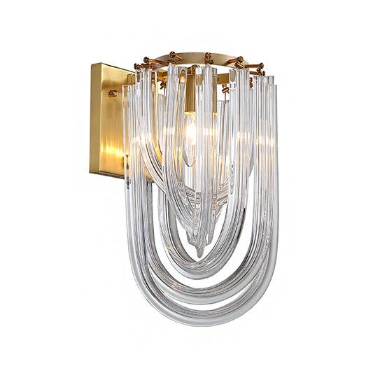 Clear Crystal Prism Sconce Lamp Vintage 1 Light Wall Mounted Light in Gold Finish for Dining Room Clearhalo 'Modern wall lights' 'Modern' 'Wall Lamps & Sconces' 'Wall Lights' Lighting' 222996