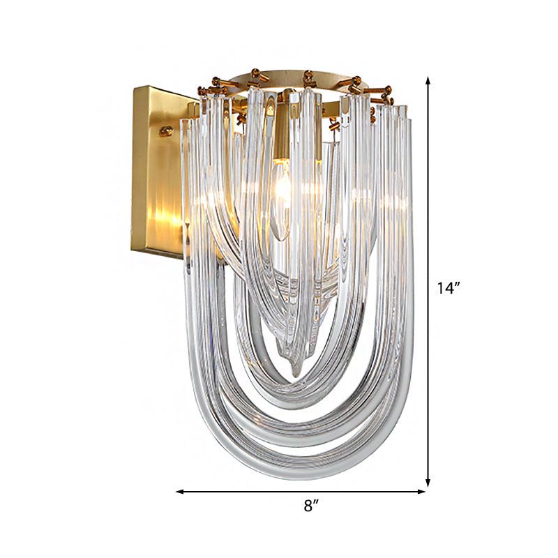 Clear Crystal Prism Sconce Lamp Vintage 1 Light Wall Mounted Light in Gold Finish for Dining Room - Clearhalo - 'Modern wall lights' - 'Modern' - 'Wall Lamps & Sconces' - 'Wall Lights' - Lighting' - 222997