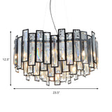 Modern Geometric Chandelier Light Kit Crystal Block with Black Metal Frame 12 Lights Bedroom Ceiling Light Clearhalo 'Ceiling Lights' 'Chandeliers' 'Modern Chandeliers' 'Modern' Lighting' 223151