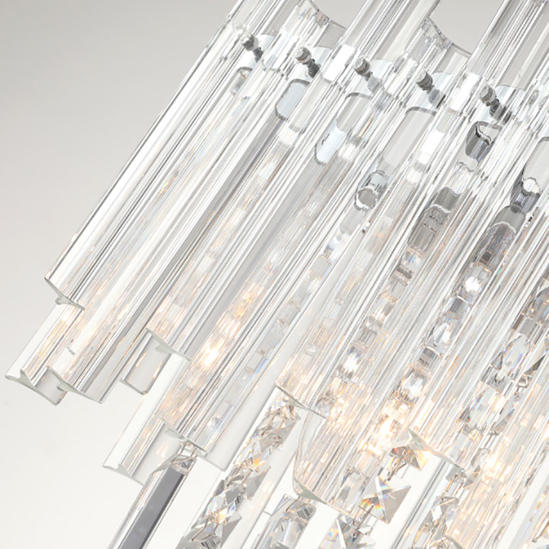 5 Lights Dining Room Chandelier Light Modern Chrome Hanging Light with Round/Rectangle Prism Crystal Clearhalo 'Ceiling Lights' 'Chandeliers' 'Modern Chandeliers' 'Modern' Lighting' 223405