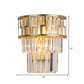 Modernism Layered Wall Lamp Clear Crystal 2 Lights Bedside Wall Sconce Fixture in Brass Clearhalo 'Modern wall lights' 'Modern' 'Wall Lamps & Sconces' 'Wall Lights' Lighting' 223487