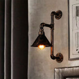 Water Pipe Iron Wall Lighting Antique 1-Light Restaurant Wall Mount Light with Cone Shade in Rust Rust Clearhalo 'Art deco wall lights' 'Cast Iron' 'Glass' 'Industrial wall lights' 'Industrial' 'Middle century wall lights' 'Modern' 'Rustic wall lights' 'Tiffany' 'Traditional wall lights' 'Wall Lamps & Sconces' 'Wall Lights' Lighting' 2235443