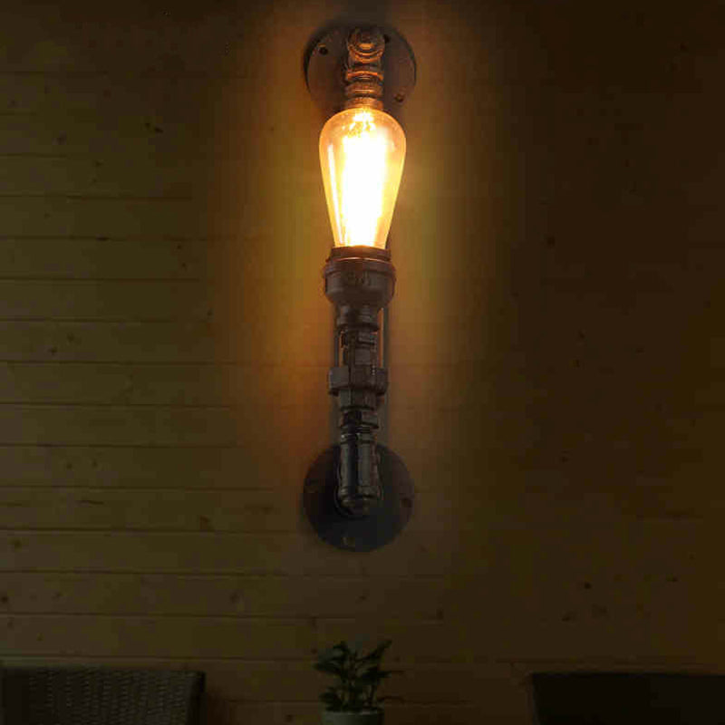 1 Head Wall Light Retro Style Pipe Arm Metallic Wall Lighting Fixture for Restaurant Clearhalo 'Art deco wall lights' 'Cast Iron' 'Glass' 'Industrial wall lights' 'Industrial' 'Middle century wall lights' 'Modern' 'Rustic wall lights' 'Tiffany' 'Traditional wall lights' 'Wall Lamps & Sconces' 'Wall Lights' Lighting' 2235453