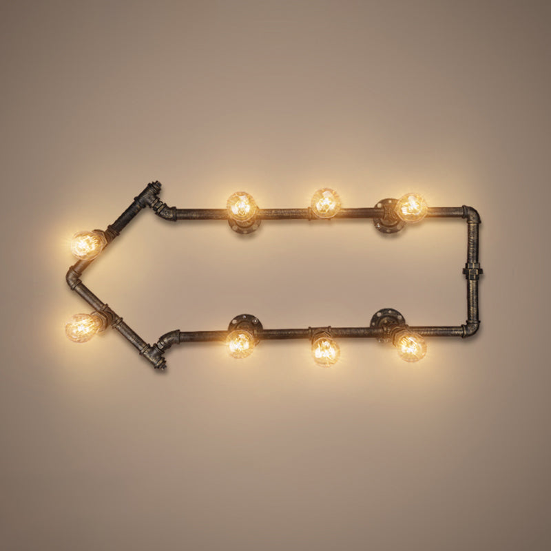 Iron Water Pipe Wall Light Retro Style Restaurant Wall Lighting Fixture in Bronze Bronze B Clearhalo 'Art deco wall lights' 'Cast Iron' 'Glass' 'Industrial wall lights' 'Industrial' 'Middle century wall lights' 'Modern' 'Rustic wall lights' 'Tiffany' 'Traditional wall lights' 'Wall Lamps & Sconces' 'Wall Lights' Lighting' 2235473