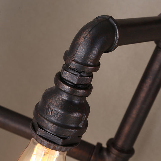 Antique Pipe Arm Wall Lighting 3 Heads Iron Wall Mount Light in Black for Corridor Clearhalo 'Art deco wall lights' 'Cast Iron' 'Glass' 'Industrial wall lights' 'Industrial' 'Middle century wall lights' 'Modern' 'Rustic wall lights' 'Tiffany' 'Traditional wall lights' 'Wall Lamps & Sconces' 'Wall Lights' Lighting' 2235483