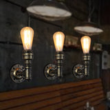 Iron Water Pipe Wall Lamp Rustic Style 1 Bulb Restaurant Wall Light Fixture in Bronze Clearhalo 'Art deco wall lights' 'Cast Iron' 'Glass' 'Industrial wall lights' 'Industrial' 'Middle century wall lights' 'Modern' 'Rustic wall lights' 'Tiffany' 'Traditional wall lights' 'Wall Lamps & Sconces' 'Wall Lights' Lighting' 2235547