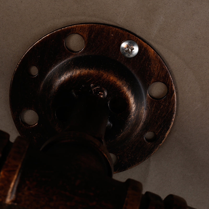 Water Pipe Iron Wall Light Fixture Vintage 2 Bulbs Restaurant Wall Mounted Lamp in Rust Clearhalo 'Art deco wall lights' 'Cast Iron' 'Glass' 'Industrial wall lights' 'Industrial' 'Middle century wall lights' 'Modern' 'Rustic wall lights' 'Tiffany' 'Traditional wall lights' 'Wall Lamps & Sconces' 'Wall Lights' Lighting' 2235565