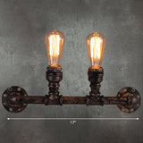Plumbing Pipe Restaurant Wall Lamp Rustic Iron 2 Bulbs Bronze Wall Lighting Fixture Clearhalo 'Art deco wall lights' 'Cast Iron' 'Glass' 'Industrial wall lights' 'Industrial' 'Middle century wall lights' 'Modern' 'Rustic wall lights' 'Tiffany' 'Traditional wall lights' 'Wall Lamps & Sconces' 'Wall Lights' Lighting' 2235575
