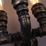 Plumbing Pipe Iron Wall Lighting Antique 3 Bulbs Restaurant Wall Mount Light in Bronze Clearhalo 'Art deco wall lights' 'Cast Iron' 'Glass' 'Industrial wall lights' 'Industrial' 'Middle century wall lights' 'Modern' 'Rustic wall lights' 'Tiffany' 'Traditional wall lights' 'Wall Lamps & Sconces' 'Wall Lights' Lighting' 2235597