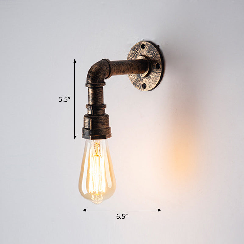 Iron Water Pipe Wall Lamp Rustic Style Restaurant Wall Lighting Fixture in Bronze Bronze I Clearhalo 'Art deco wall lights' 'Cast Iron' 'Glass' 'Industrial wall lights' 'Industrial' 'Middle century wall lights' 'Modern' 'Rustic wall lights' 'Tiffany' 'Traditional wall lights' 'Wall Lamps & Sconces' 'Wall Lights' Lighting' 2235607