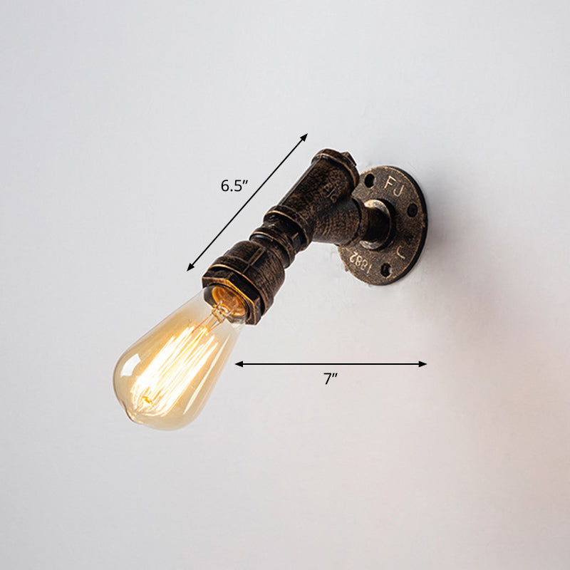 Iron Water Pipe Wall Lamp Rustic Style Restaurant Wall Lighting Fixture in Bronze Bronze G Clearhalo 'Art deco wall lights' 'Cast Iron' 'Glass' 'Industrial wall lights' 'Industrial' 'Middle century wall lights' 'Modern' 'Rustic wall lights' 'Tiffany' 'Traditional wall lights' 'Wall Lamps & Sconces' 'Wall Lights' Lighting' 2235612