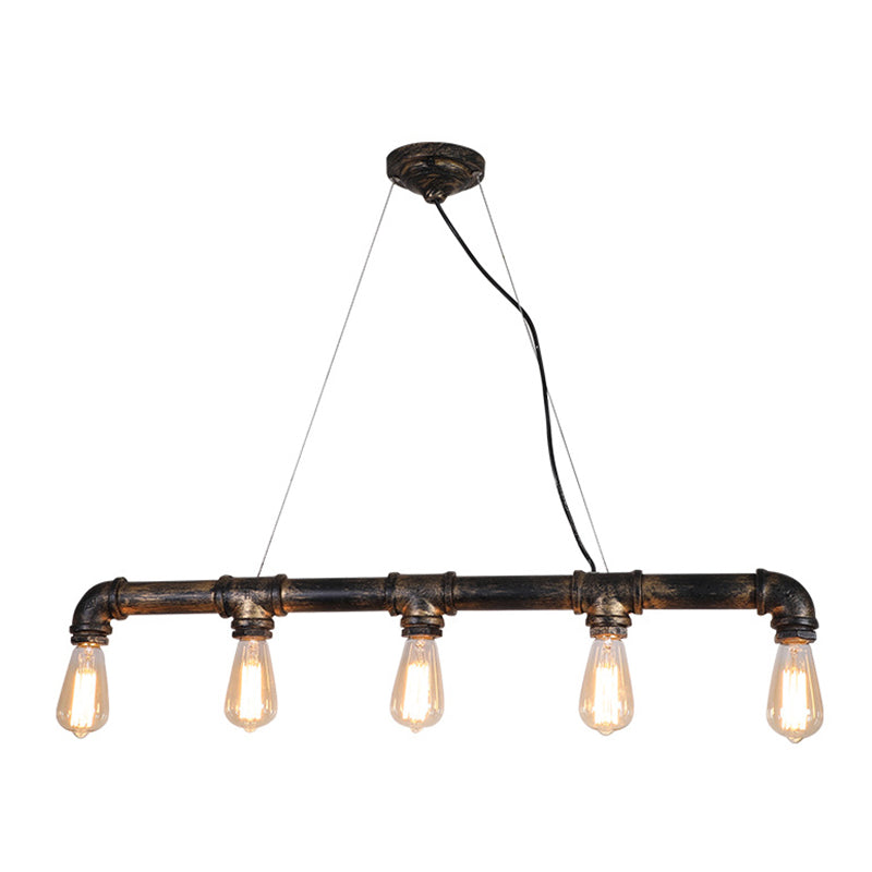 Plumbing Pipe Iron Island Pendant Lighting Rustic Living Room Ceiling Light in Bronze Clearhalo 'Ceiling Lights' 'Island Lights' Lighting' 2235659