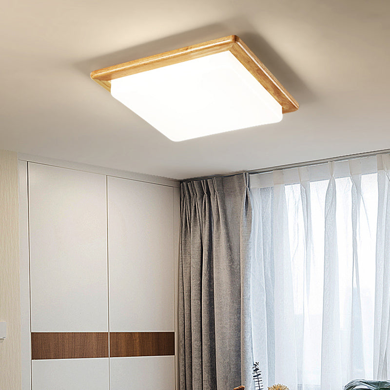 Squared LED Flush Mount Japanese Acrylic Bedroom Flushmount Ceiling Light in Wood Clearhalo 'Ceiling Lights' 'Close To Ceiling Lights' 'Close to ceiling' 'Flush mount' Lighting' 2235712