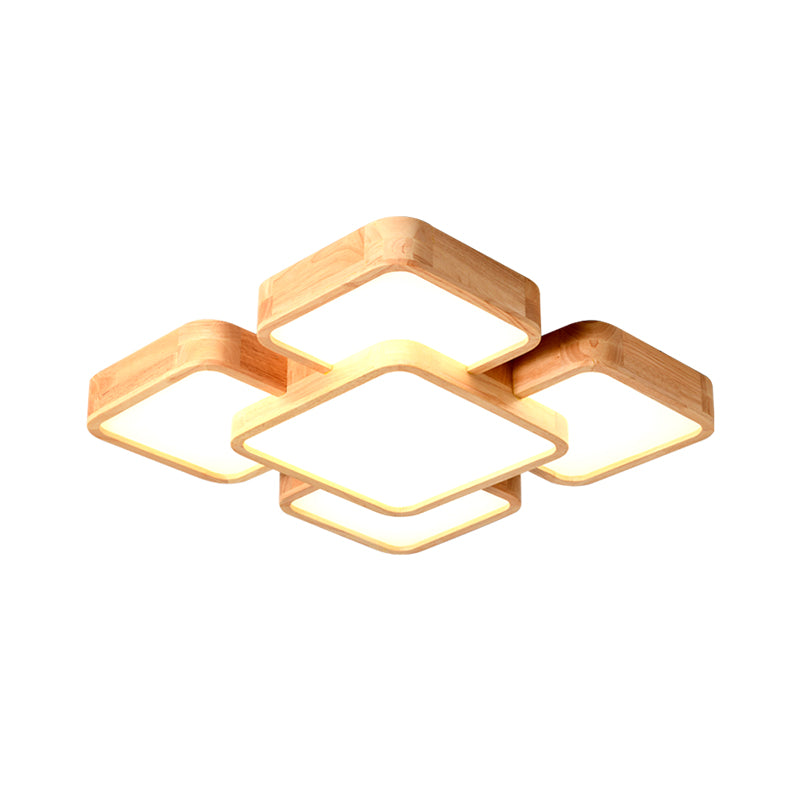 Splicing Square Bedroom Flush Light Wood Nordic Style LED Flush Ceiling Light Fixture Clearhalo 'Ceiling Lights' 'Close To Ceiling Lights' 'Close to ceiling' 'Flush mount' Lighting' 2235725