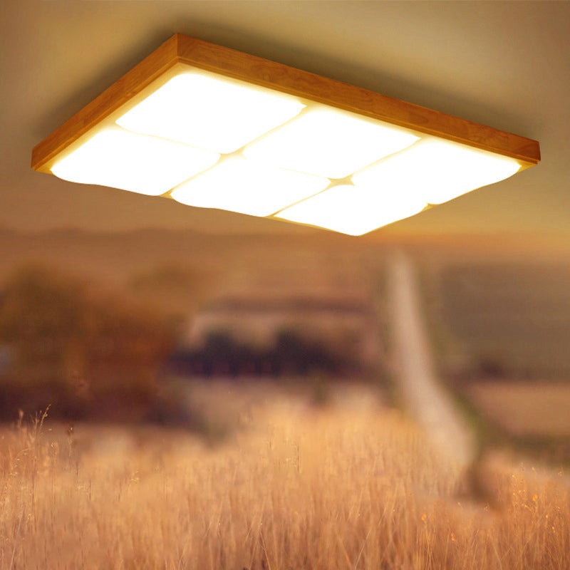 Wood Geometrical LED Flush Mount Light Simplicity Flush Mount Ceiling Light for Bedroom Clearhalo 'Ceiling Lights' 'Close To Ceiling Lights' 'Close to ceiling' 'Flush mount' Lighting' 2235798