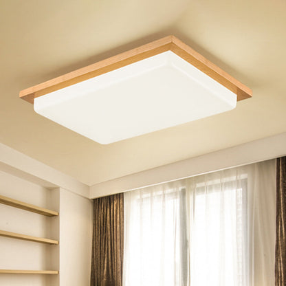Rectangle Shaped Living Room Flush Light Wood Japanese LED Flush Ceiling Light Fixture Wood A Clearhalo 'Ceiling Lights' 'Close To Ceiling Lights' 'Close to ceiling' 'Flush mount' Lighting' 2235803