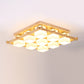 Cream Glass Geometrical Flush Mount Japanese Style Wood Flush Mount Lighting Fixture 9 Wood Clearhalo 'Ceiling Lights' 'Close To Ceiling Lights' 'Close to ceiling' 'Flush mount' Lighting' 2236001