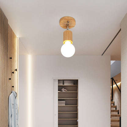 Geometric Shaped Track Lighting Minimalist Wood Restaurant Semi Flush Light Fixture 1 Wood Clearhalo 'Ceiling Lights' 'Close To Ceiling Lights' 'Close to ceiling' 'Semi-flushmount' Lighting' 2236025