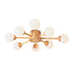 Bubble Semi Flush Minimalist Frosted Glass Bedroom Ceiling Mount Chandelier in Wood Clearhalo 'Ceiling Lights' 'Close To Ceiling Lights' 'Close to ceiling' 'Semi-flushmount' Lighting' 2236054