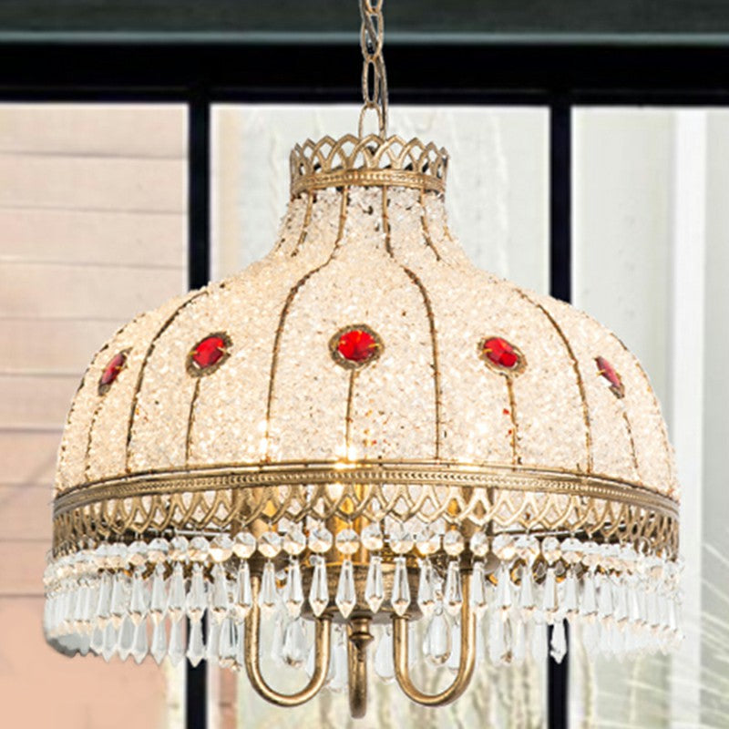 Iron Bud Suspension Light Antique 1/2/3 Bulbs Restaurant Pendant Light Fixture with Dangling Crystal White Clearhalo 'Ceiling Lights' 'Pendant Lights' 'Pendants' Lighting' 2236107_7c4e47cf-e019-4276-aaf0-38cc4b005361