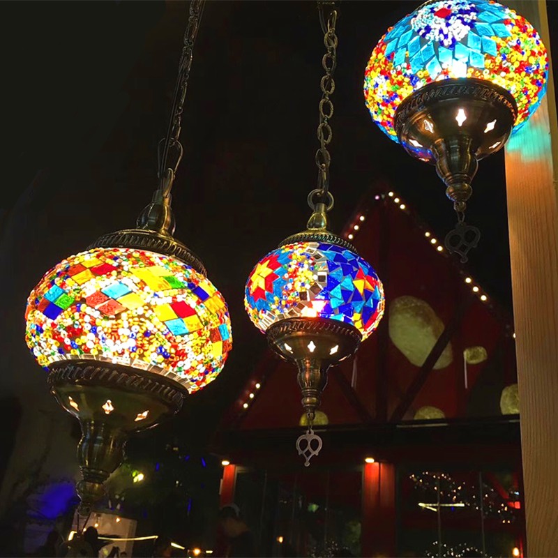Stained Glass Oblate Pendant Light Vintage 1 Head Restaurant Suspension Light Fixture Clearhalo 'Ceiling Lights' 'Lighting' 'Pendant Lights' 2236156_6a3bc4be-b98b-4fad-8ef6-a94240baf6e2