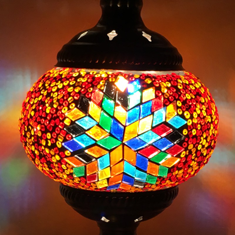 Stained Glass Oblate Pendant Light Vintage 1 Head Restaurant Suspension Light Fixture Orange Red Clearhalo 'Ceiling Lights' 'Lighting' 'Pendant Lights' 2236166_9fe6dd5c-6eac-462b-9c49-abb7db1e308e