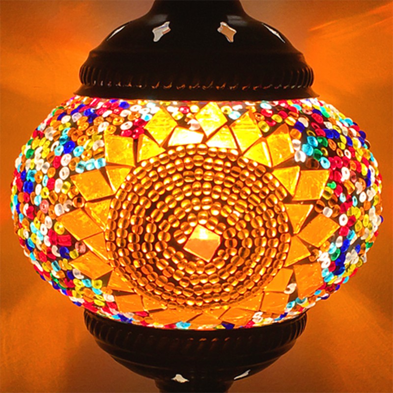 Stained Glass Oblate Pendant Light Vintage 1 Head Restaurant Suspension Light Fixture Orange-Red Clearhalo 'Ceiling Lights' 'Lighting' 'Pendant Lights' 2236167_c7e468a2-0d2a-4ac0-8ee1-cb944c8ba9c2