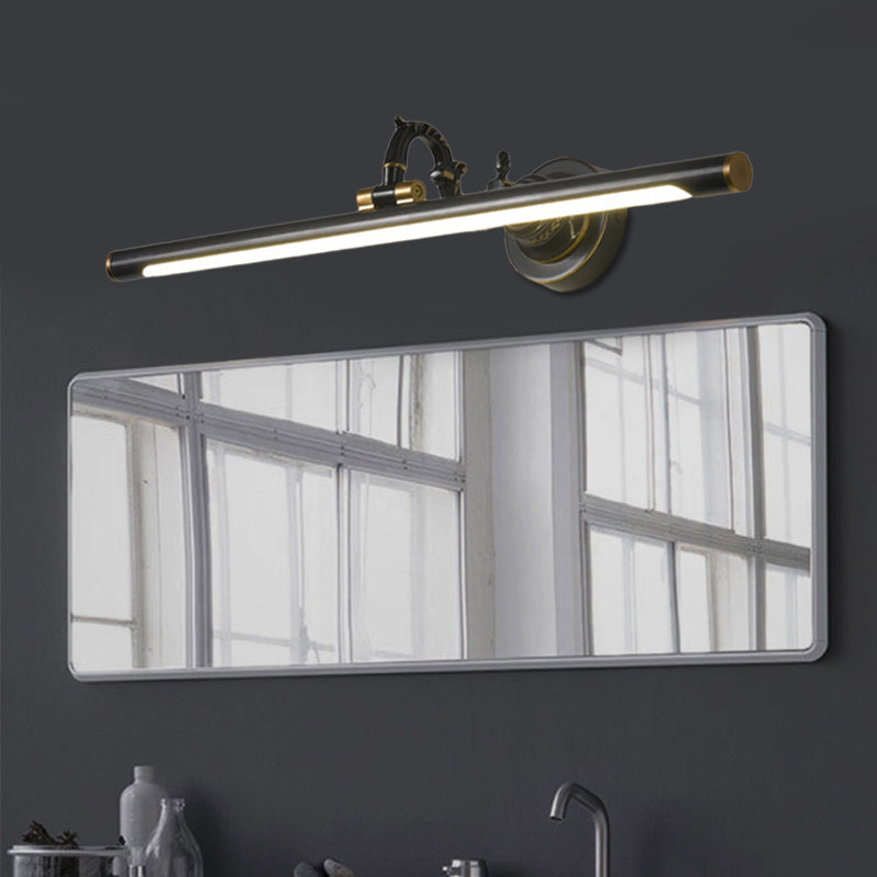 Rotatable Linear Vanity Mirror Light Metal Vintage Wall Mount Lighting in Antique Brass/Black, 14"/18"/23" W Black 23" Clearhalo 'Vanity Lights' 'Wall Lights' Lighting' 223620