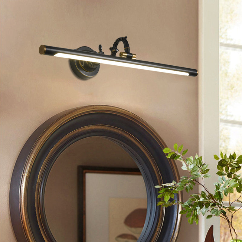 Rotatable Linear Vanity Mirror Light Metal Vintage Wall Mount Lighting in Antique Brass/Black, 14"/18"/23" W Black 18" Clearhalo 'Vanity Lights' 'Wall Lights' Lighting' 223621