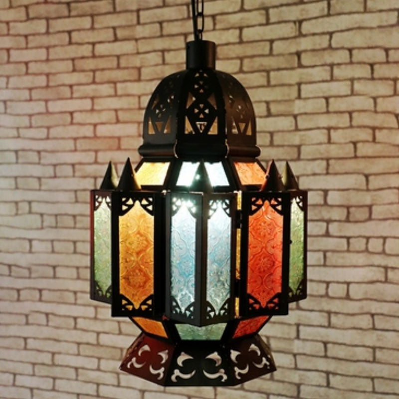 Retro Style House Shaped Single-Bulb Metallic Ceiling Lighting in Black for Restaurant Clearhalo 'Ceiling Lights' 'Pendant Lights' 'Pendants' Lighting' 2236219