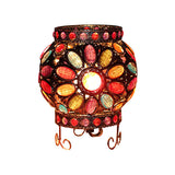 Oblate Iron Table Lighting Traditional 1-Light Bedroom Nightstand Lamp with Acrylic Bead in Bronze Clearhalo 'Lamps' 'Table Lamps' Lighting' 2236323