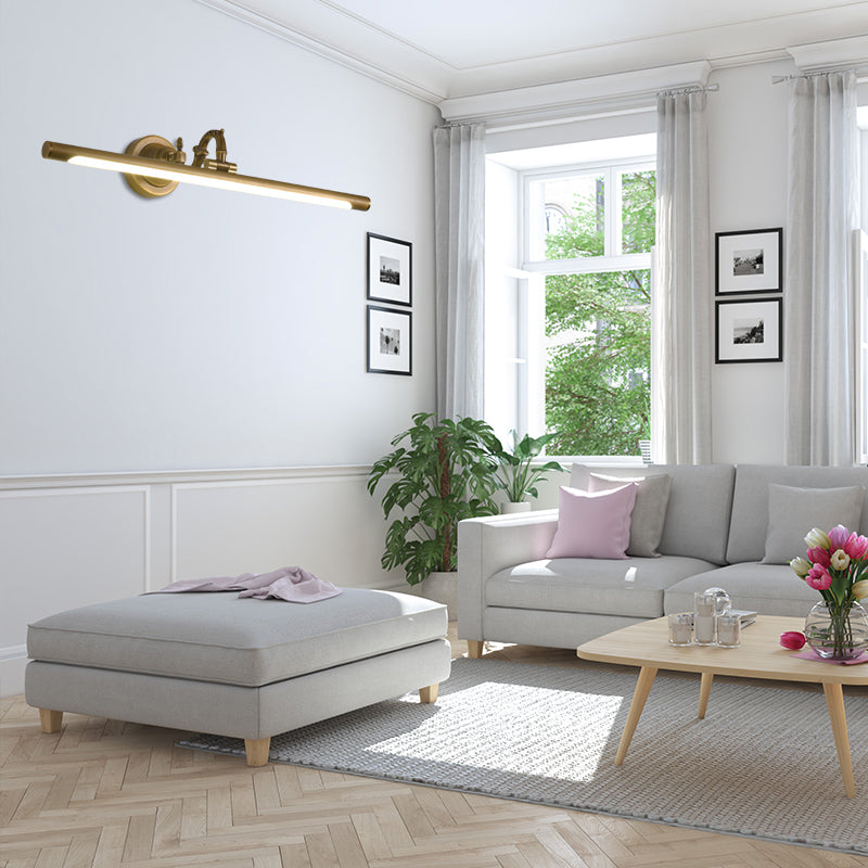 Rotatable Linear Vanity Mirror Light Metal Vintage Wall Mount Lighting in Antique Brass/Black, 14"/18"/23" W Antique Brass 14" Clearhalo 'Vanity Lights' 'Wall Lights' Lighting' 223633