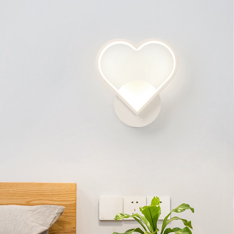 Geometrical Wall Light Fixture Contemporary Aluminum Bedside LED Wall Mounted Lamp White Loving Heart Clearhalo 'Cast Iron' 'Glass' 'Industrial' 'Modern wall lights' 'Modern' 'Tiffany' 'Traditional wall lights' 'Wall Lamps & Sconces' 'Wall Lights' Lighting' 2236333