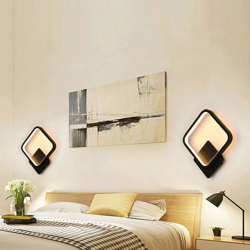 Geometrical Wall Light Fixture Contemporary Aluminum Bedside LED Wall Mounted Lamp Clearhalo 'Cast Iron' 'Glass' 'Industrial' 'Modern wall lights' 'Modern' 'Tiffany' 'Traditional wall lights' 'Wall Lamps & Sconces' 'Wall Lights' Lighting' 2236338