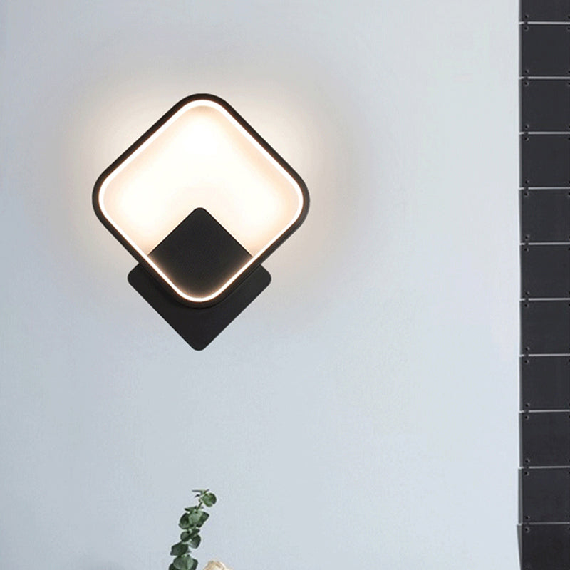 Geometrical Wall Light Fixture Contemporary Aluminum Bedside LED Wall Mounted Lamp Black Rhombus Clearhalo 'Cast Iron' 'Glass' 'Industrial' 'Modern wall lights' 'Modern' 'Tiffany' 'Traditional wall lights' 'Wall Lamps & Sconces' 'Wall Lights' Lighting' 2236342