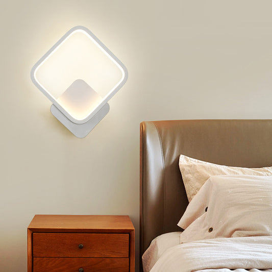 Geometrical Wall Light Fixture Contemporary Aluminum Bedside LED Wall Mounted Lamp White Rhombus Clearhalo 'Cast Iron' 'Glass' 'Industrial' 'Modern wall lights' 'Modern' 'Tiffany' 'Traditional wall lights' 'Wall Lamps & Sconces' 'Wall Lights' Lighting' 2236343