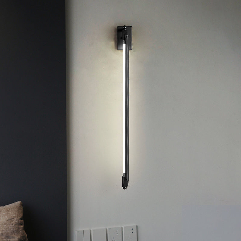 Linear Shaped Corridor LED Wall Light Metallic Minimalist Rotatable Wall Lighting Fixture Black Clearhalo 'Cast Iron' 'Glass' 'Industrial' 'Modern wall lights' 'Modern' 'Tiffany' 'Traditional wall lights' 'Wall Lamps & Sconces' 'Wall Lights' Lighting' 2236363