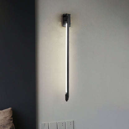 Linear Shaped Corridor LED Wall Light Metallic Minimalist Rotatable Wall Lighting Fixture Black Clearhalo 'Cast Iron' 'Glass' 'Industrial' 'Modern wall lights' 'Modern' 'Tiffany' 'Traditional wall lights' 'Wall Lamps & Sconces' 'Wall Lights' Lighting' 2236363